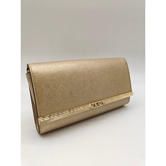 MICHAEL KORS Mona metallic leather clutchc shoulder bag - GOLD - Picture 2 of 8